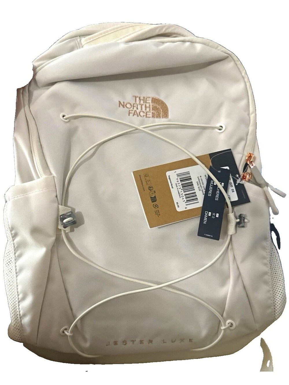 The North Face Jester Luxe White Backpack 16" Laptop, Padded Straps, 2 Pockets